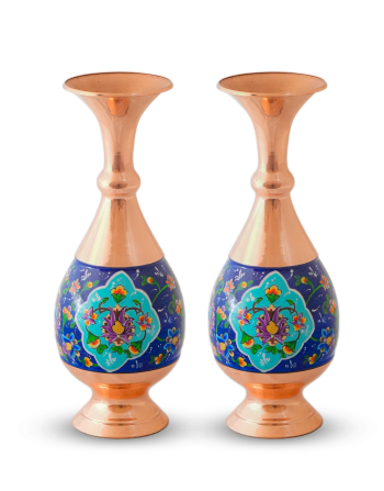 Hand-Painted Persian Copper Vase