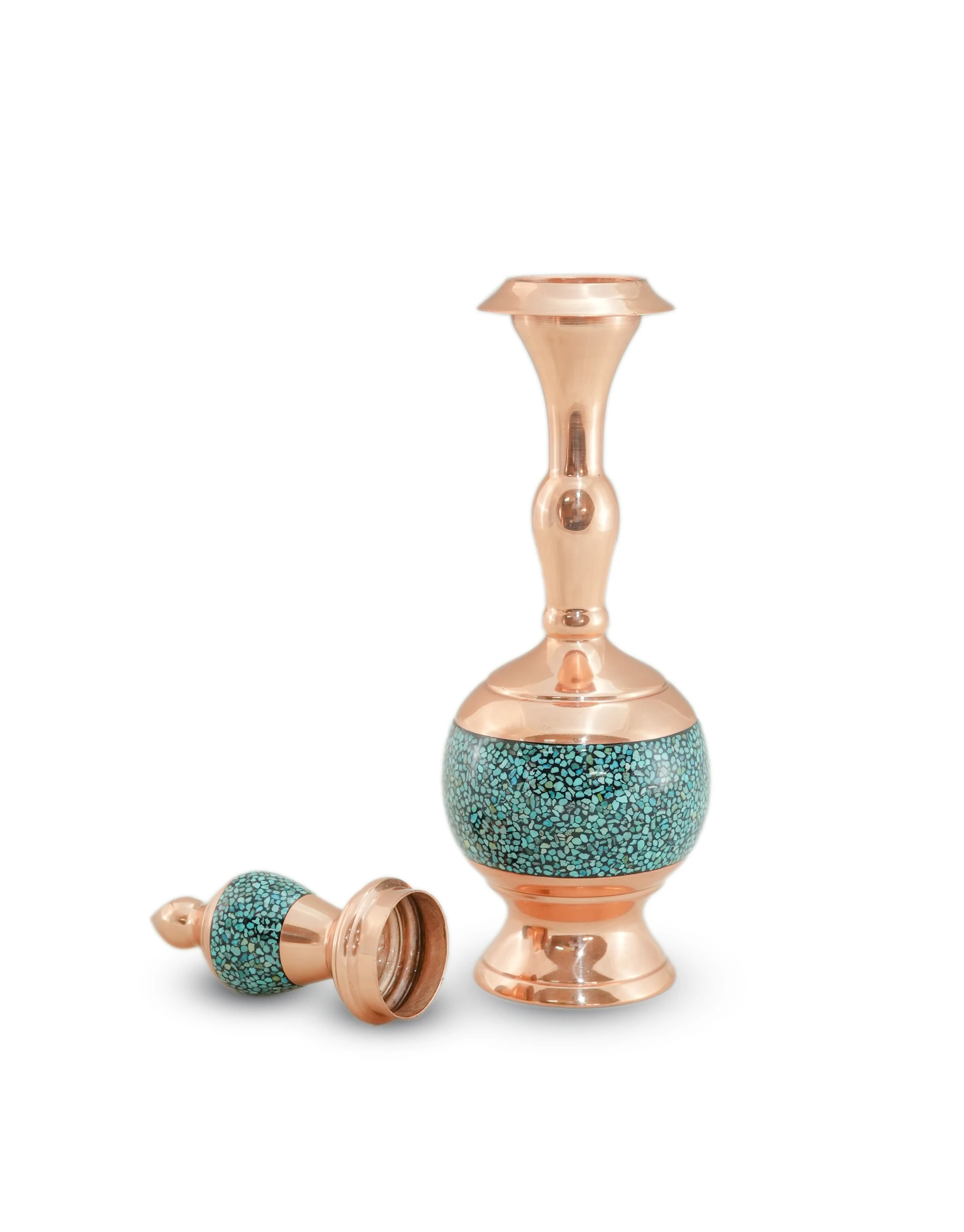 Handcrafted Turquoise Inlaid Copper Vase Handcrafted Turquoise Inlaid Copper Vase