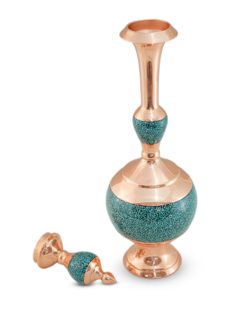 Handmade Persian turquoise inlay decanter with copper base
